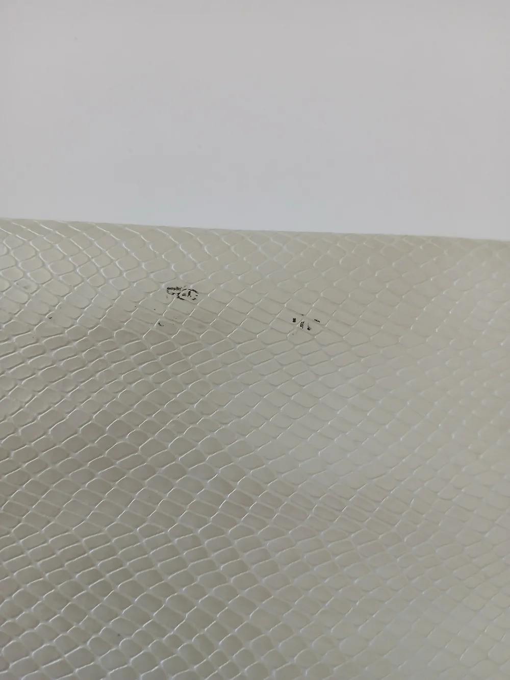 Lancome Cream Faux Snakeskin Cosmetic Pouch with Pink Zip